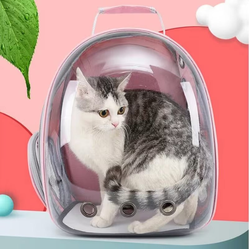 Pink pet bubble backpack carrier detail image 3