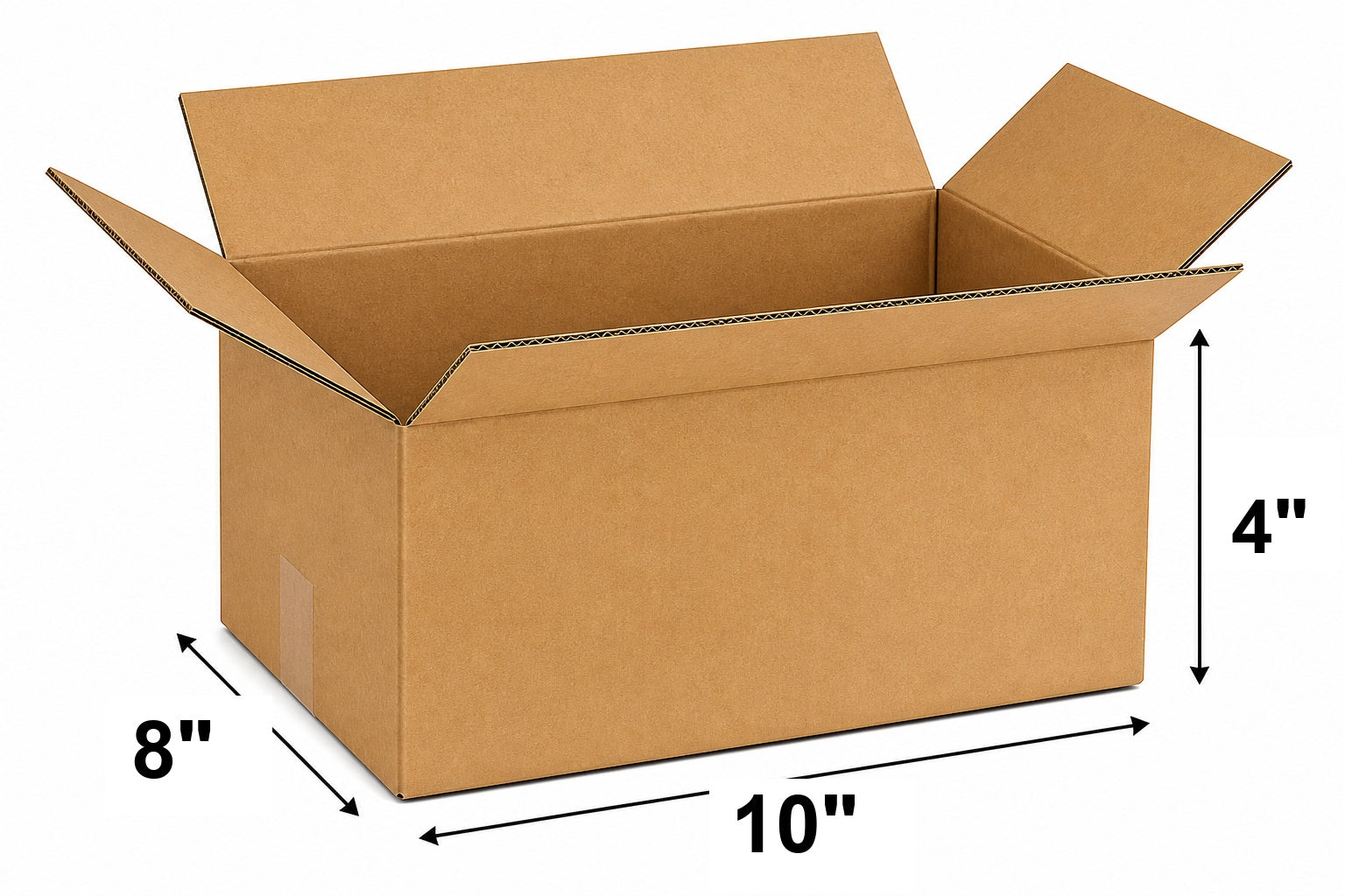 10 x 8 x 4 corrugated cardboard shipping boxes size diagram