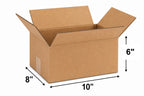 10 x 8 x 6 corrugated cardboard shipping boxes size diagram