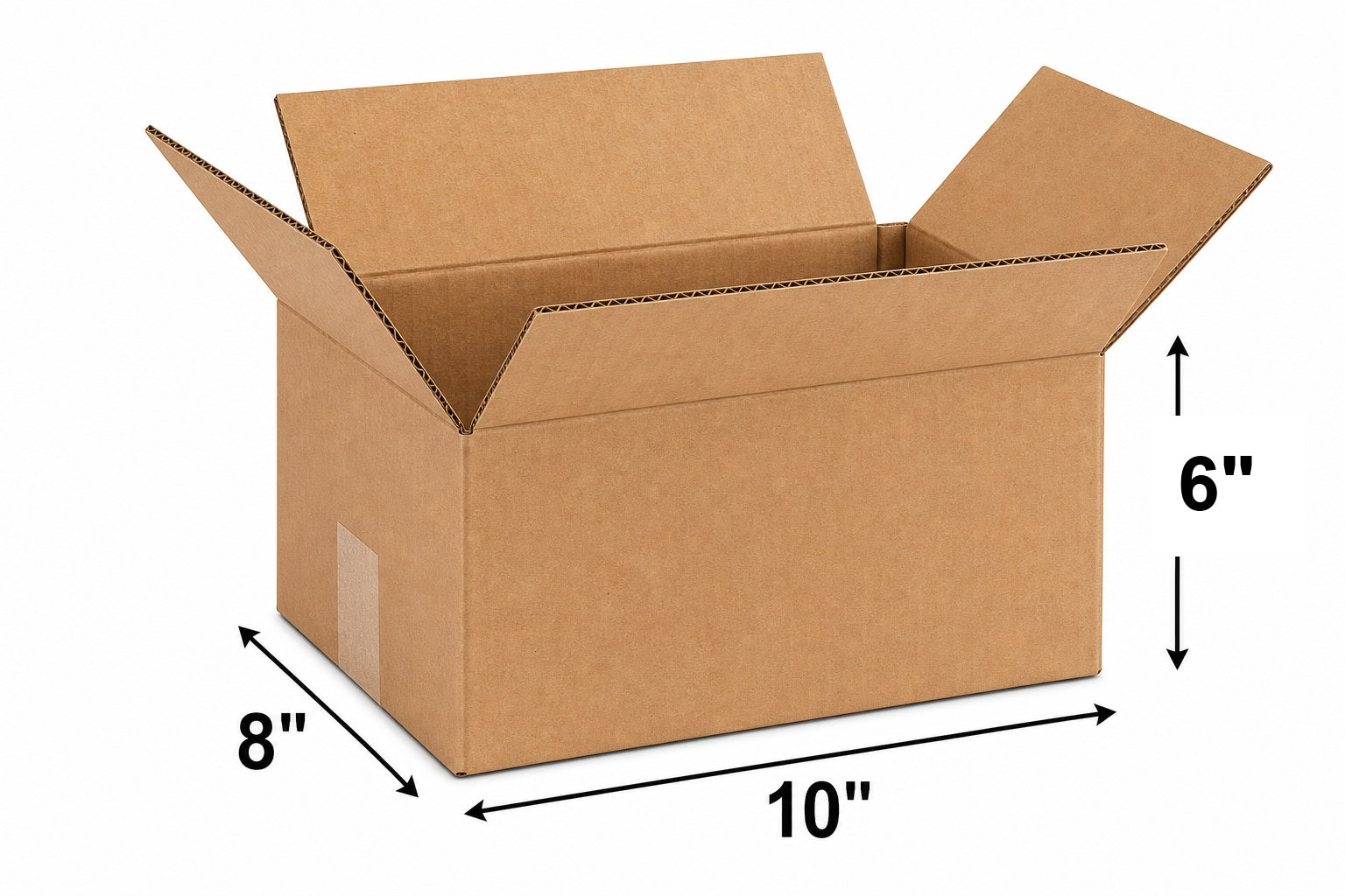 10 x 8 x 6 corrugated cardboard shipping boxes size diagram