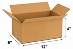 12 x 9 x 4 corrugated cardboard shipping boxes size diagram