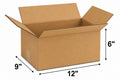 12 x 9 x 6 corrugated cardboard shipping boxes size diagram