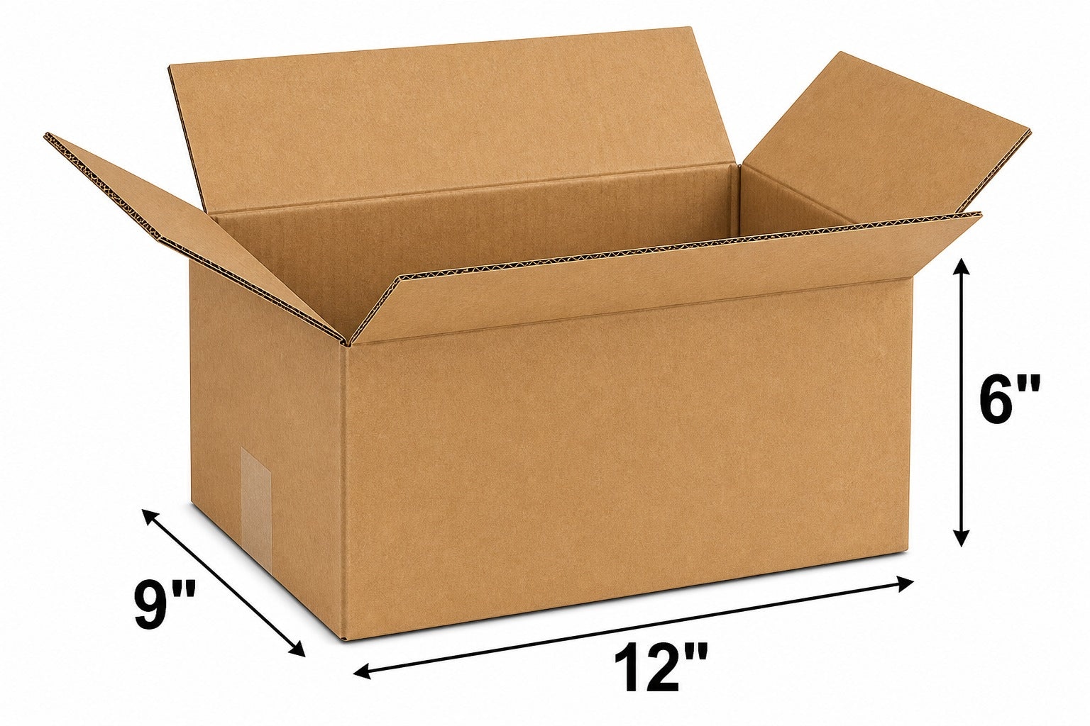 12 x 9 x 6 corrugated cardboard shipping boxes size diagram