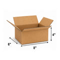 8 x 6 x 4 corrugated cardboard shipping boxes size diagram