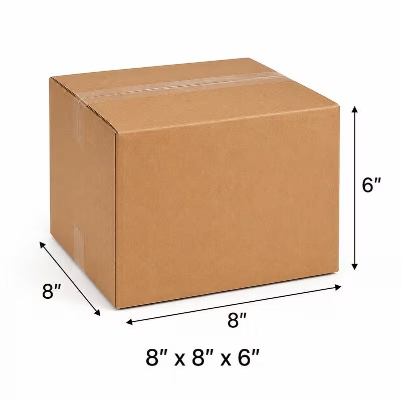 25 pack 8x8x6 inch corrugated cardboard shipping boxes