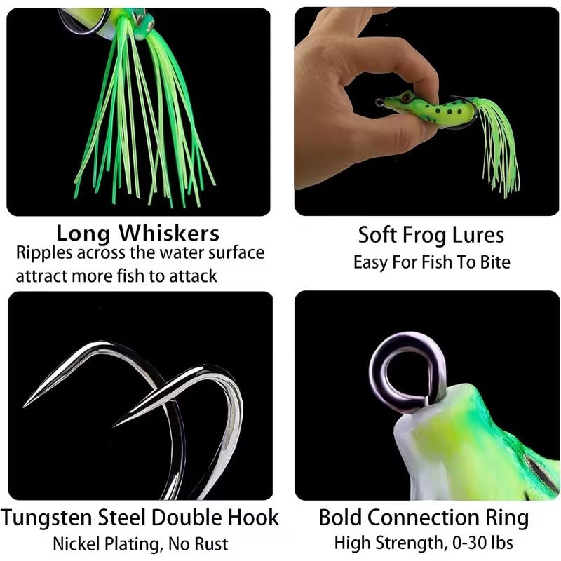 Topwater frog fishing lure set detail image 4