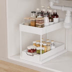 2 tier pull-out under sink organizer with mesh sliding drawers