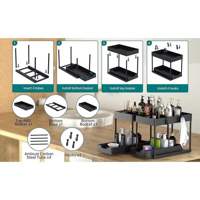 2-tier under sink storage organizer detail image 4
